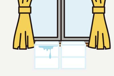 滲んでくる水を吸いとる