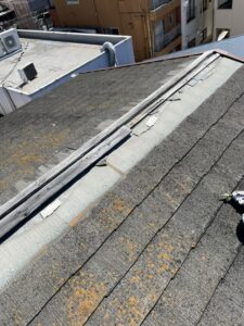 大阪府堺市のスレート屋根一部修理・棟板金交換　施工前写真