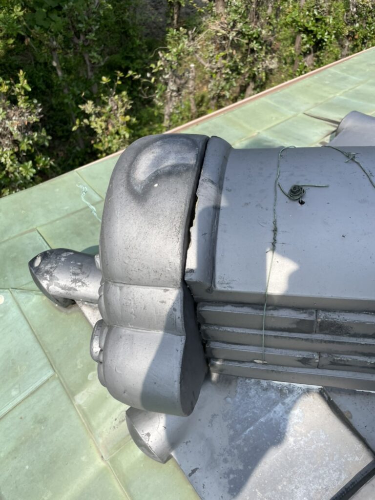 泉大津市の鬼瓦補修　施工前写真