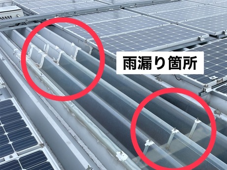 和泉市の大型倉庫の折板屋根雨漏り修理　施工前写真
