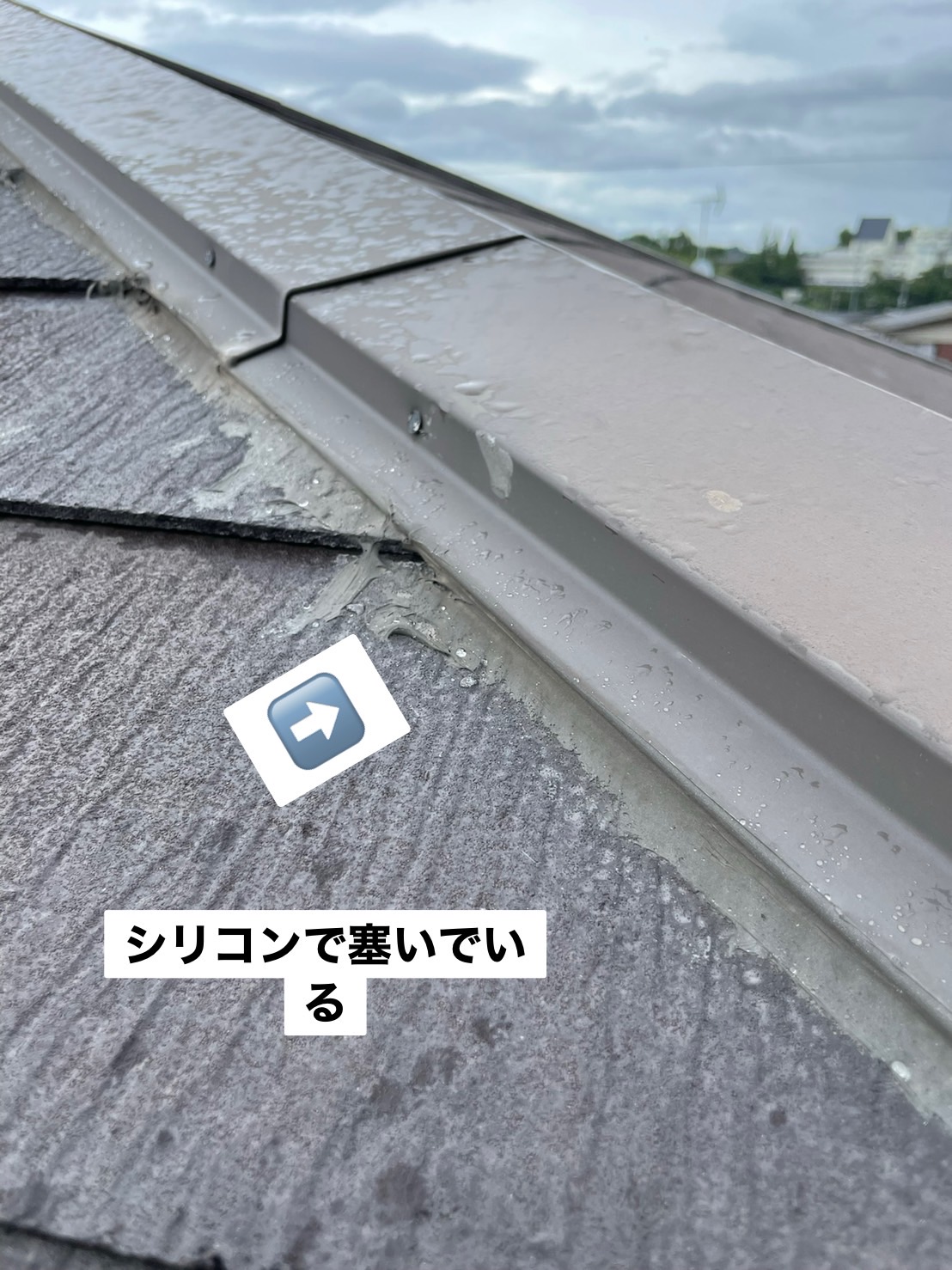 泉南市のスレート屋根雨漏り修理　施工前写真