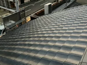 京都市下京区で屋根葺き替え工事　施工中写真