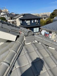 川崎市宮前区の瓦屋根の漆喰工事　施工前写真