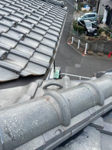 川崎市宮前区の瓦屋根の漆喰工事　施工中写真