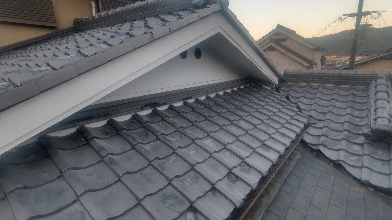 京都市山科区で瓦屋根の漆喰修理　施工後写真