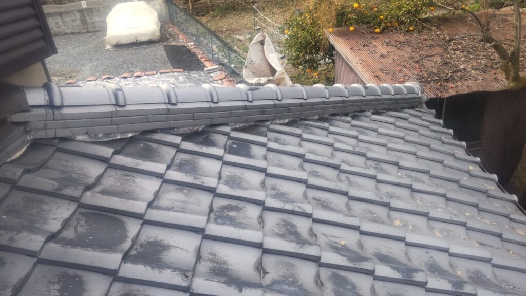 京都市山科区で瓦屋根の漆喰修理　施工前写真