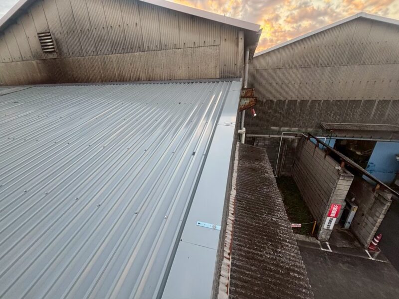 木更津市にて雨漏り修理・屋根修理〈ひび割れた波板屋根をカバー工法〉 施工後